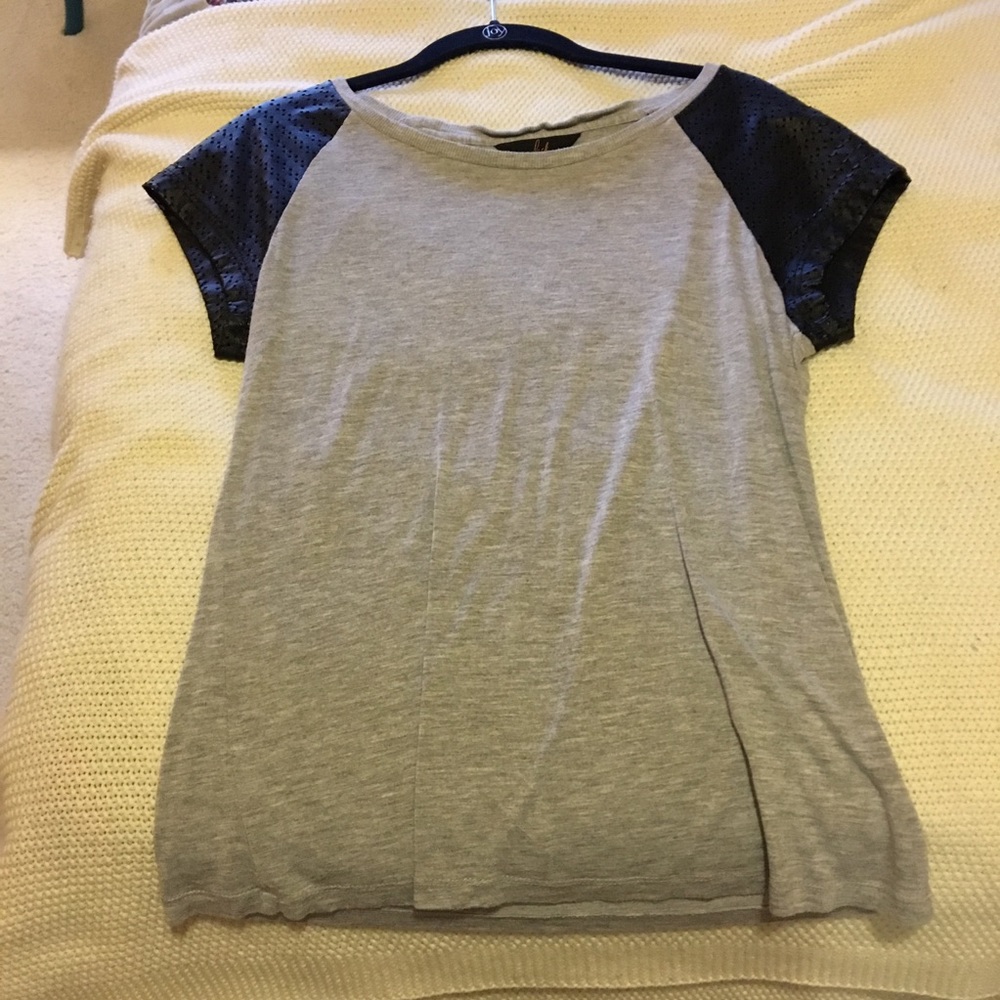 Jack by BB Dakota shirt with faux leather sleeves